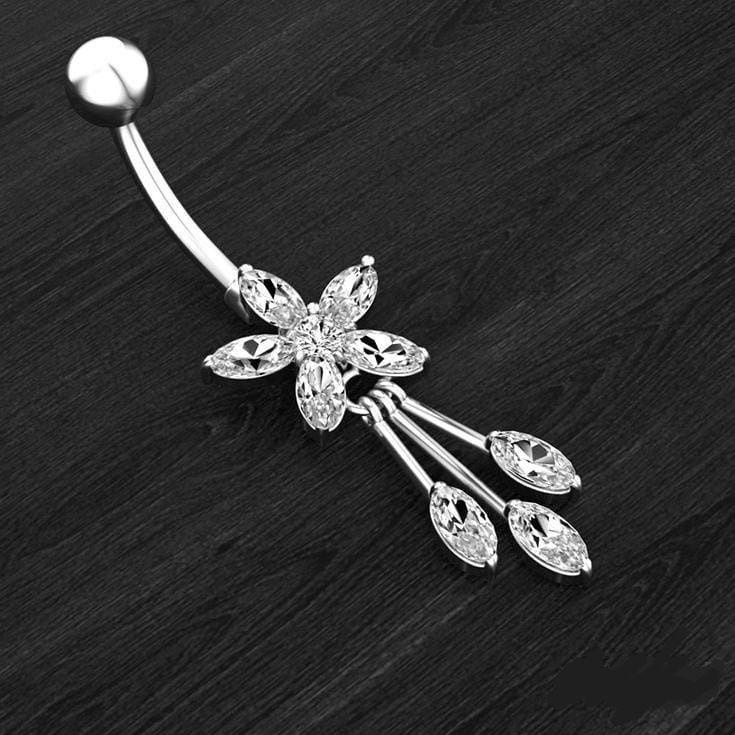 Borong Irit Piercing Belly Anting Puser Stainless Butterfly Daimond Zircon