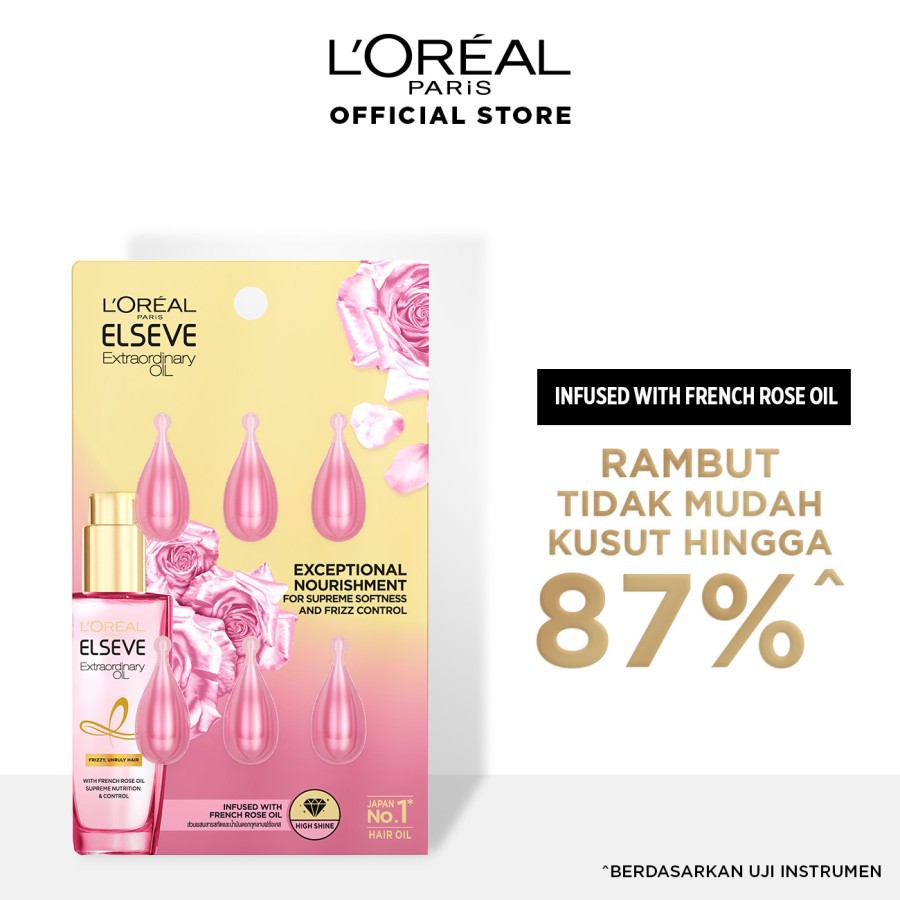 Serum Vitamin Rambut Loreal Paris Elvive Extraordinary Oil Gold &amp; Pink Hair - Droplet 6 pcs Kapsul