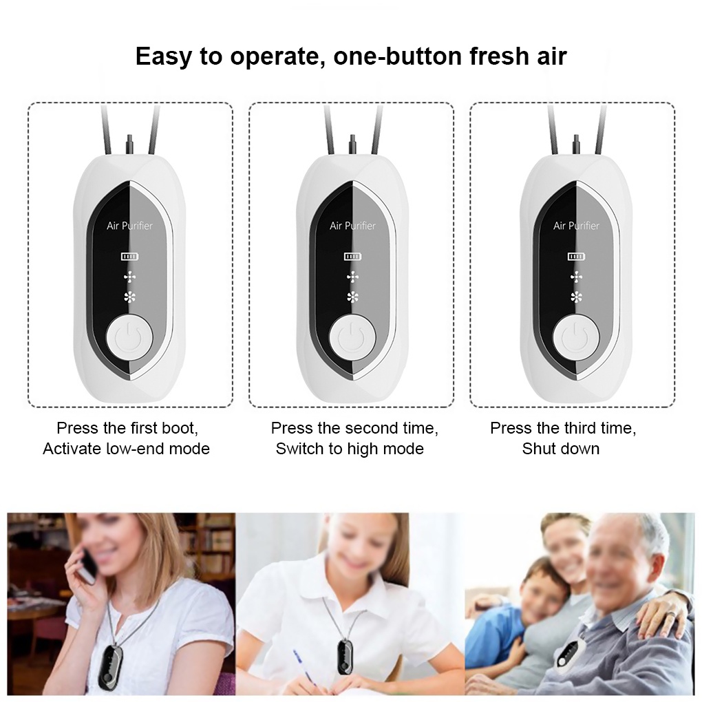 Necklace Air Purifier New Design 2021 Project Anti Virus Bacteria Ionizer &amp; Hepa Filter huiteni