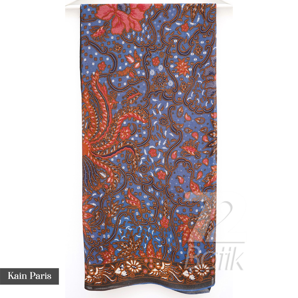 KAIN BATIK PREMIUM Bahan Paris Motif Kembang Warna Biru Merah 728458 Cap 72 Jarik Jarit Samping Kebat Panjang Batik Paris Modern Premium Bahan Seragam Batik Pernikahan Kantor Keluarga Murah Kamen Jadi Batik Bali Lembaran