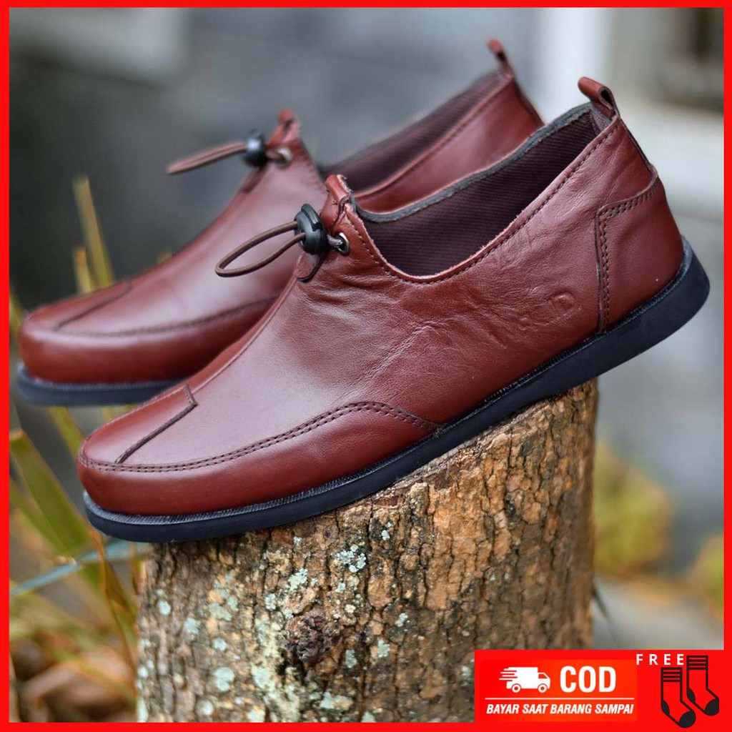 MOLK|Sepatu Casual Kasual Slip On Pria Kerja Kulit Asli Selop Santai Cowok Kekinian Original