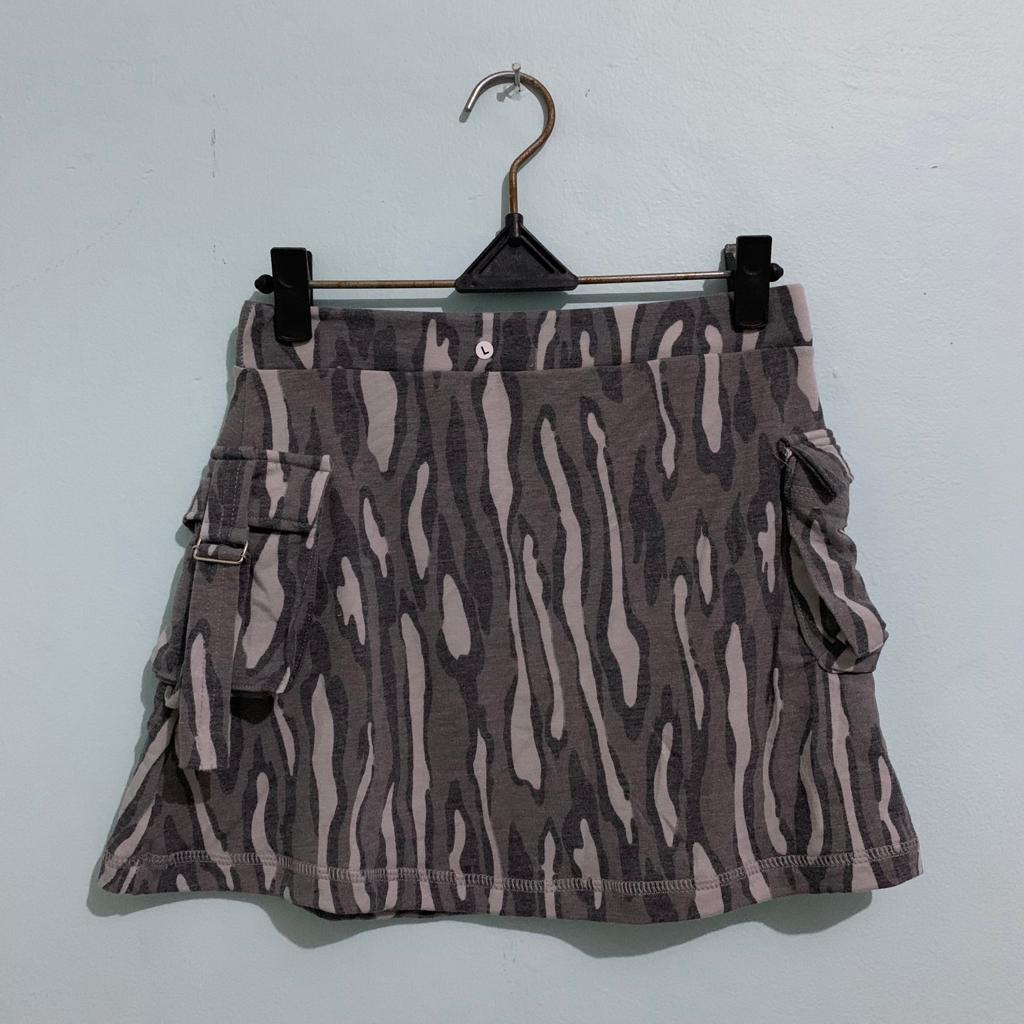 rok senam kantong samping ukuran M L XL XXL-Loreng abu