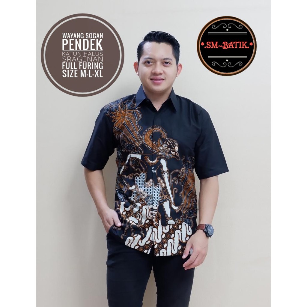 WAYANG SOGAN Batik Solo Kemeja Pria Full Furing Katun Sragenan