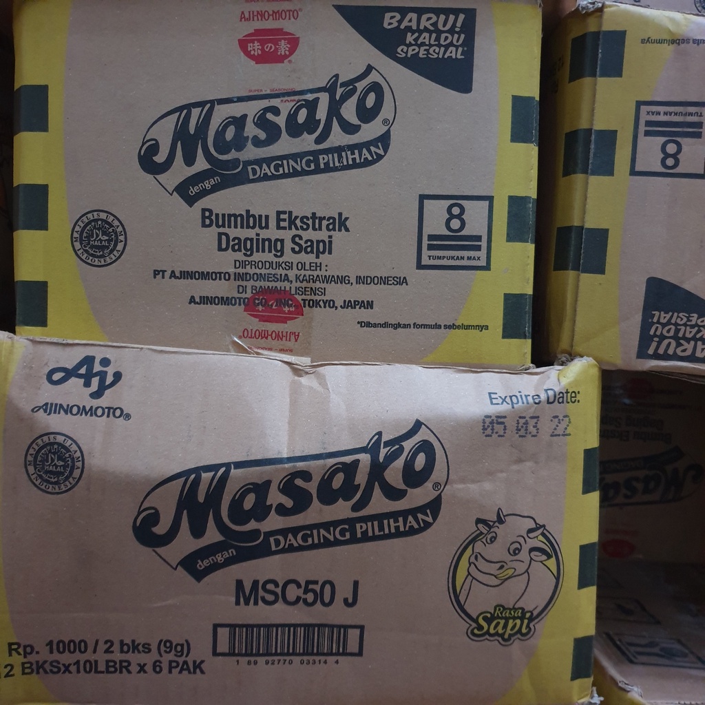 [Dus] Bumbu Masak Masako Rasa Ayam Dan Sapi  isi 720 SACHET x 9 gr - MAC30