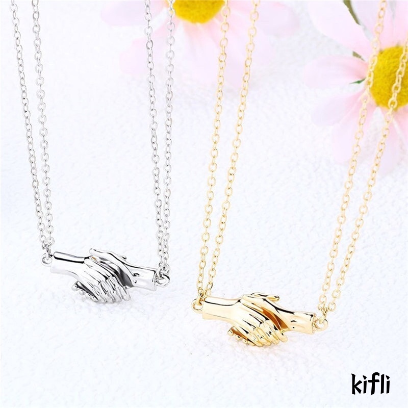 2 pcs,Jabat Tangan Beberapa Kalung,Rantai Klavikula,untuk Wanita dan Pria Hadiah