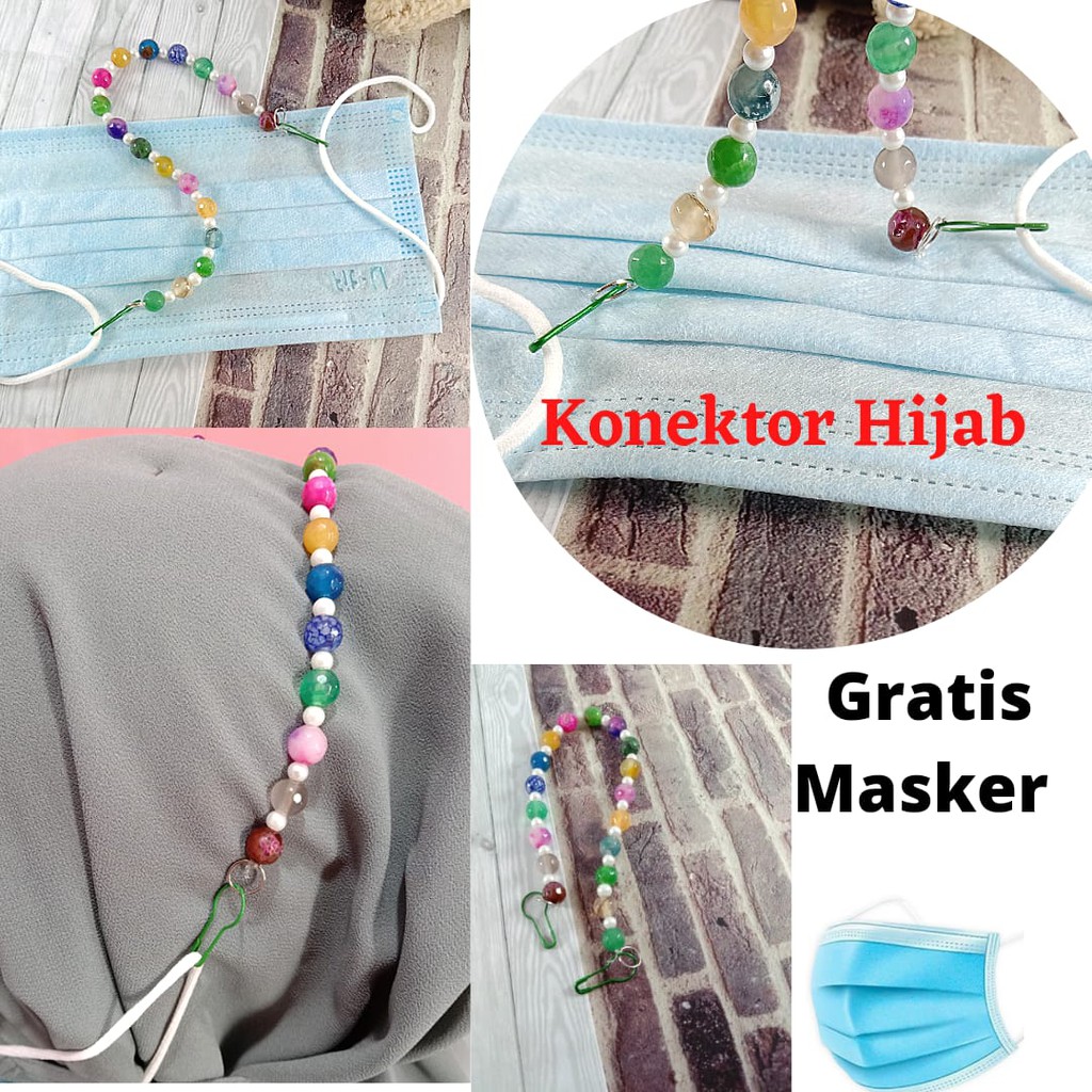 Konektor Masker Hijab Konektor masker mutiara Hijab Pengait masker mutiara  Tokopelanginicer