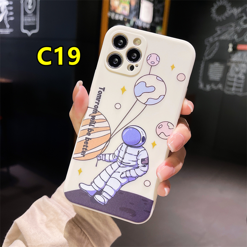 Cute Astronaut Moon Rocket Planet Soft Case Realme C21Y C11 2021 C15 C21 C25 C20 C12 C3 C25S 5 5S 5i 6i C17 7i C1 C25Y C2 C3i C20A realme Narzo 20 10 10A 20A 30A A54 A15 A16 A9 A5 A7 A5S A95 A53 A33 Y12 Y20 A12 Matte Cover-#C19