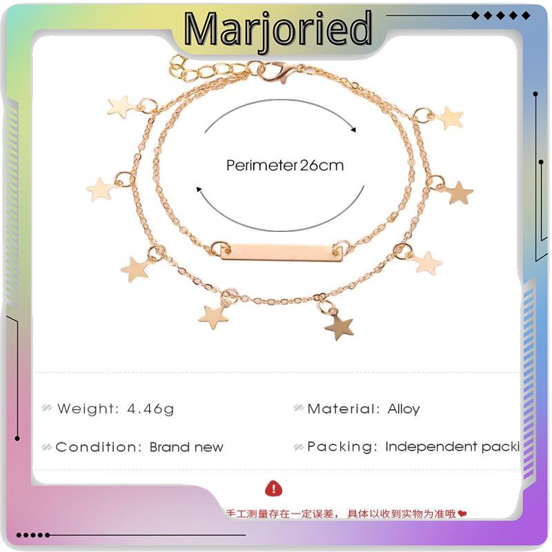 Perhiasan Kaki Wanita Sederhana Dua Sisi Bintang Gelang Kaki Lima-MJD
