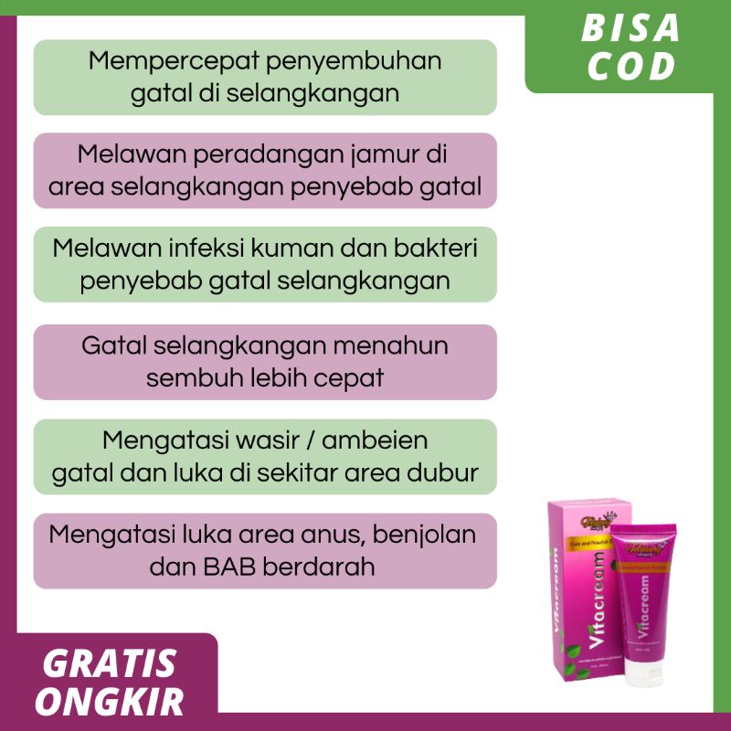 Vitacream 20 Gram Original Salep Gatal Lecet Jamur di Selangkangan Untuk Cewek dan Cowok Paling Mujarab Ampuh, Salep Vita Crem Selangkangan Lecet Gatel Hitam Bekas Jamuran Ampuh, Vitacrem Selangkangan Asli, Vitacream Original Bisa COD-2
