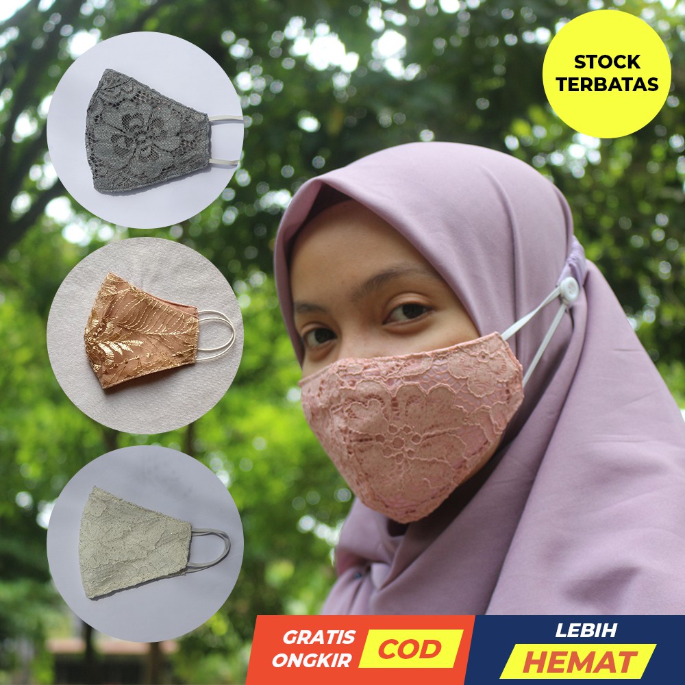 MASKER KAIN BROKAT KONDANGAN MALANG MURAH EARLOOP BERKUALITAS NON MEDIS DIJAMIN PROMO