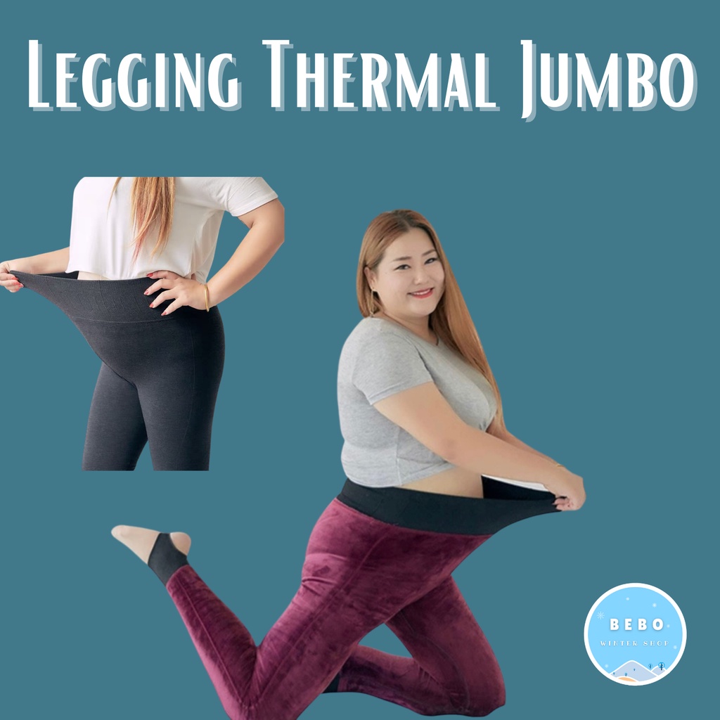 Legging Thermal Jumbo Wanita Super Tebal untuk Winter