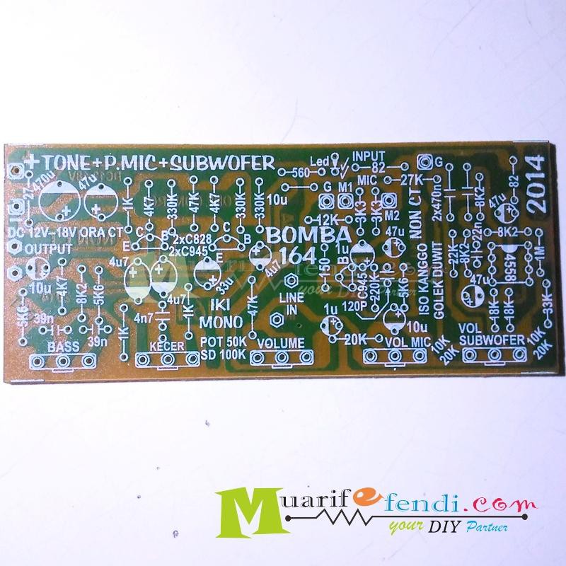 PCB Tone Control mono TR Plus MIC Plus Subwoofer JRC4558