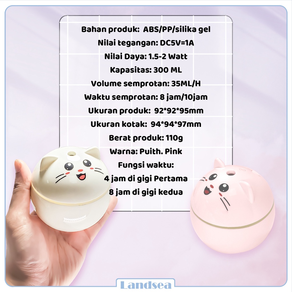 Landsea  Humidifier Air 300ml Diffuser Aroma - Pelembab Udara - Terapkan ke Essential oil