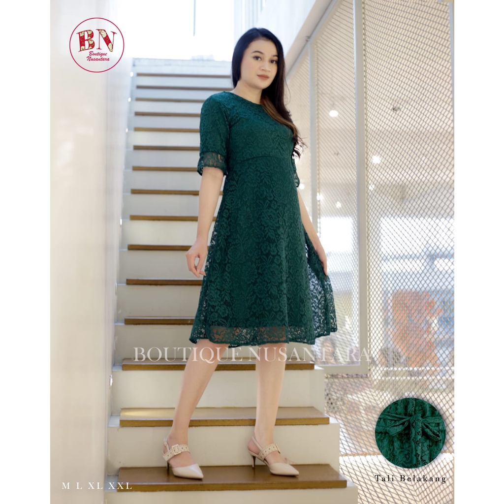 [ COD ] Dress Brukat Remaja Modern Dress modern Dress Natal Baju Natal Korea  Dress Wanita Dress kon