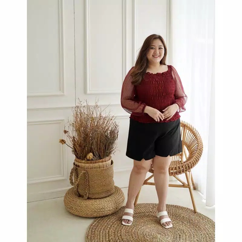 Sabrina SHOPIA | Baju Sabrina Wanita Blouse Murah|Baju Sabrina Jumbo Panjang|Baju Sabrina Kerut Leng