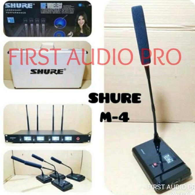MIC WIRELESS PODIUM SHURE M4 / MIC MEJA SHURE M 4 4MIC MEJA GRADE A++