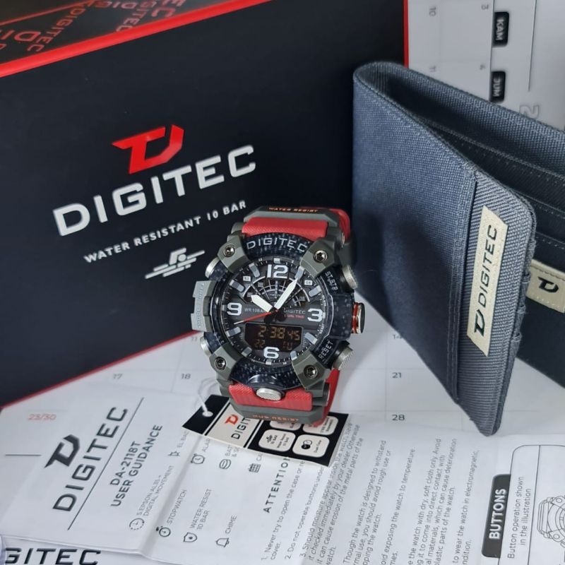 Jam Tangan Pria Fashion Analog Digital Digitec Da 2118 Rubber Free Dompet Original