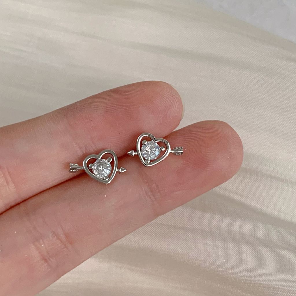 Anting Zircon Bentuk Hati Untuk Aksesoris