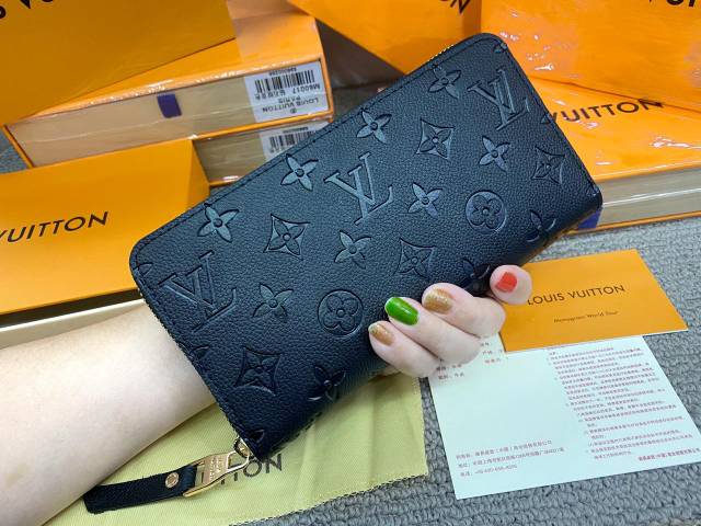 Dompet Wanita impor | Dompet Panjang Embos | DOMPET LV TERBARU ASLI KULIT MIRROR QUALITY ASLI KULIT