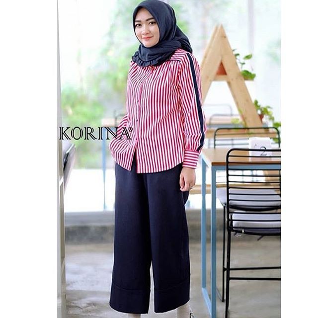 Stripe Sammy Top Red by Busana Korina