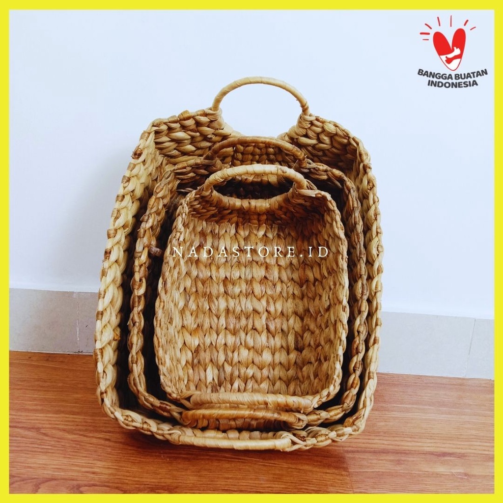 COD - Ikea Keranjang Enceng gondok Multifungsi model nampan set isi 3 / Basket water hyacinth tray