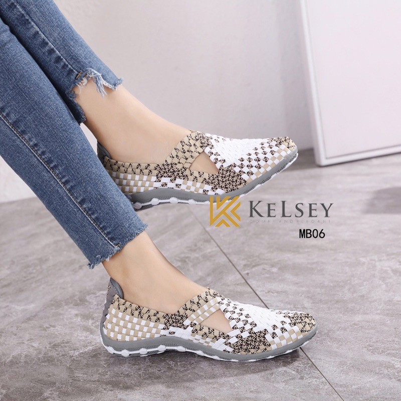 (GRATIS ALAS KAKI) NICOLE SEPATU FLAT  RAJUT WANITA Kelsey MB06 RAJUT SHOES Flats Shoes Rajut anyaman