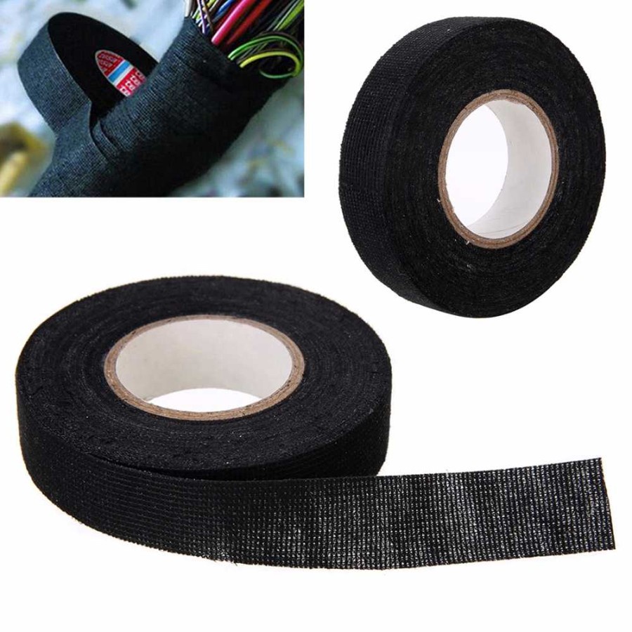 Lakban Isolasi Kain Kabel Listrik 19mmx15Meter Perekat Otomotif Wiring Harness Tape Vinyl Hitam