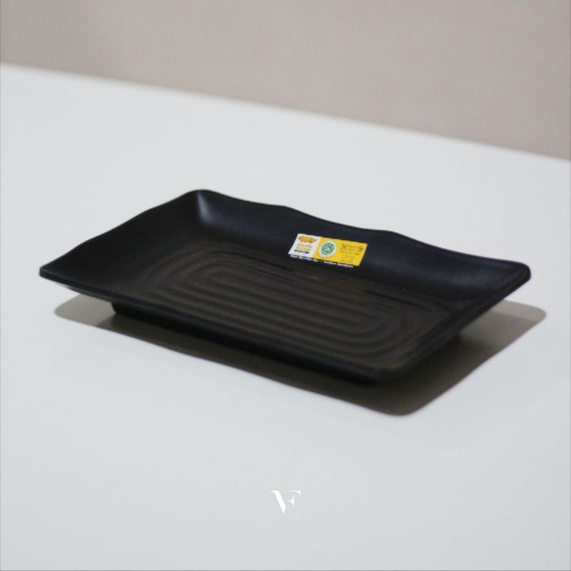 P6508A Piring Sushi Piring Saji Kotak 8inch Hitam Golden Dragon Melamine