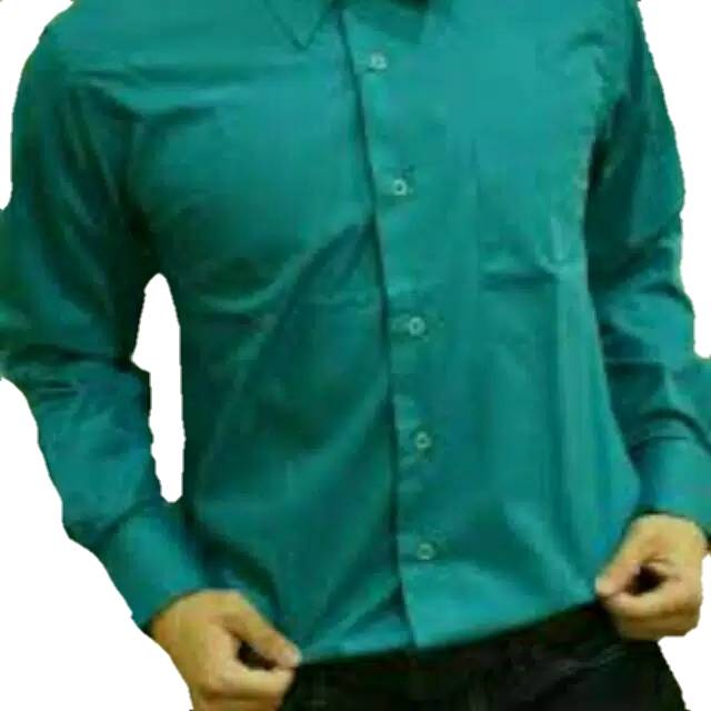 Kemeja formal pria lengan panjang tosca