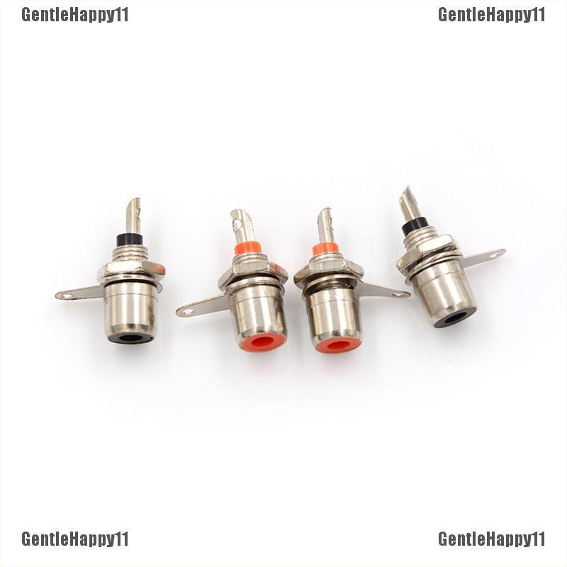 GentleHappy 4pcs Amplifier Metal RCA Phono Chassis Panel Mount Female Socket Connectors