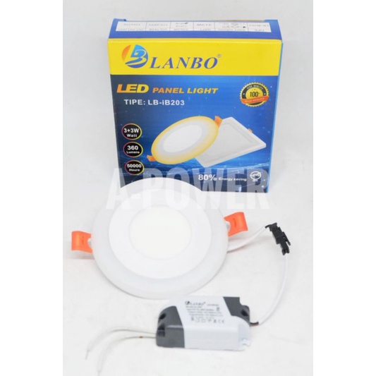 Lanbo - LED Downlight IB Inbow 3+3W Putih Biru (Bulat)