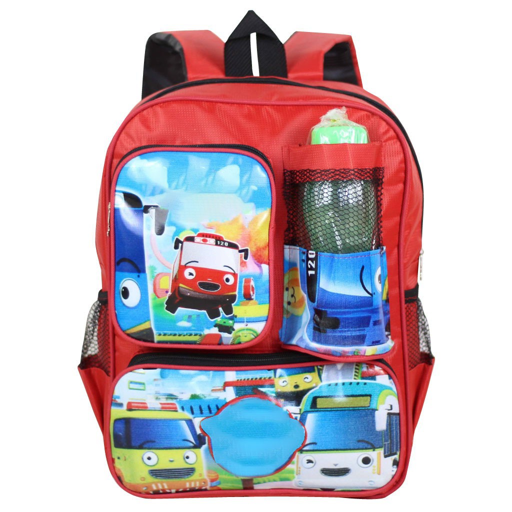 Tas Cowok Tas Anak Ransel Anak Laki Laki Backpack Karakter Little Bus Free Botol Minum Tas Keren