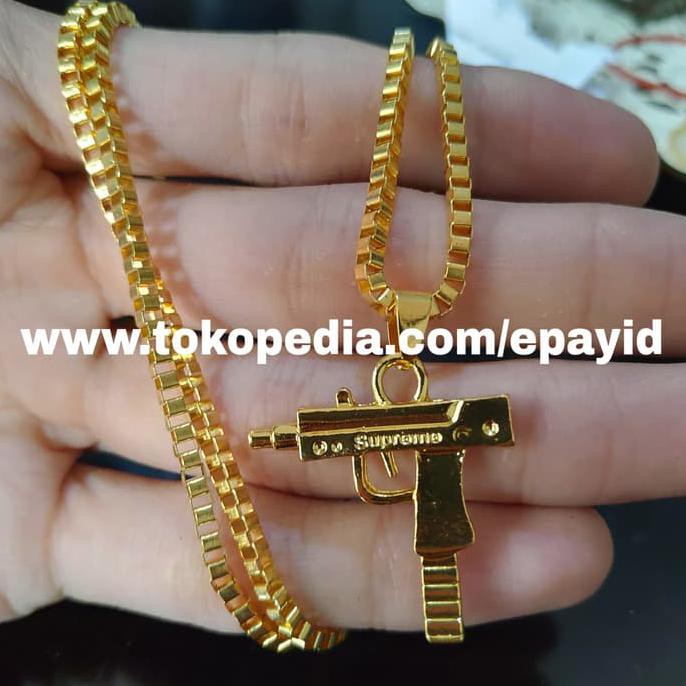 Kalung Mini Uzi Supreme Hip Hop Hype Gold / Silver LIMITED EDITION