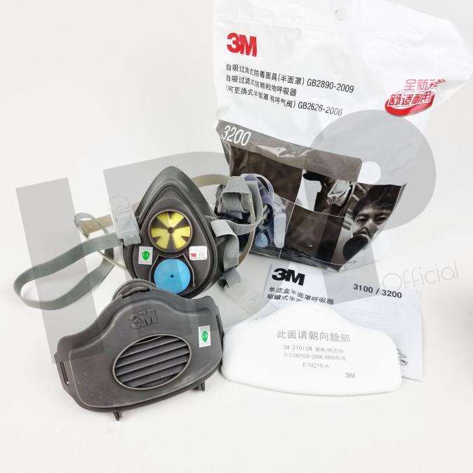 Masker 3M 3200 Set Half Face Mask Respirator Single Cartridge Star Seller Termurah