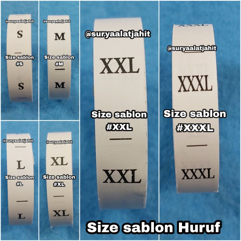 Size sablon huruf, Bahan Tafeta (1Rol@25ls=300pcs) =rp.2.500/1Rol