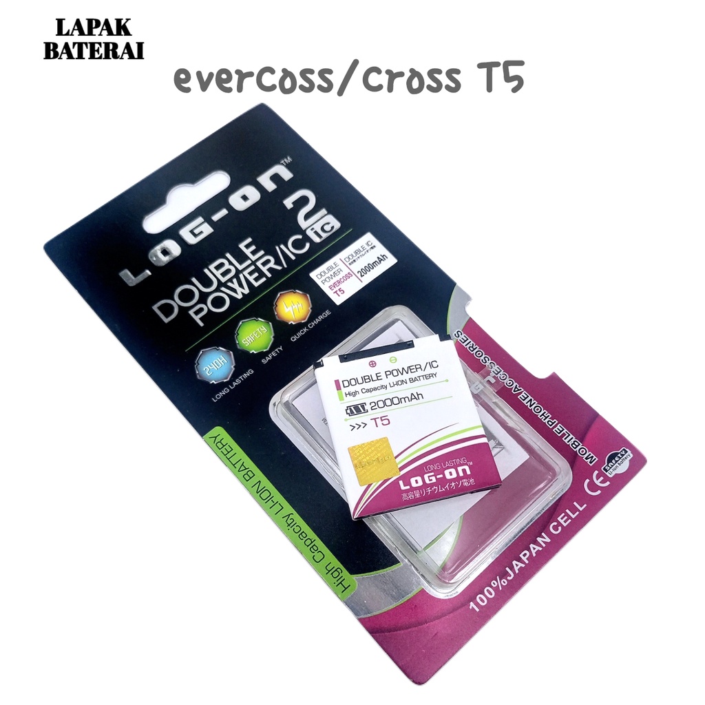 LOG - ON Evercoss T5 Baterai Double IC Protection Battery Batre