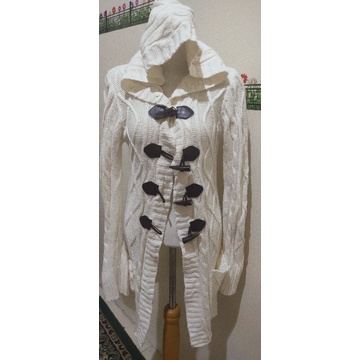 jaket rajut kimtan putih tebwl