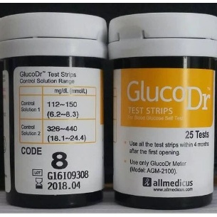 Strip gula darah e 8 / stik gula darah gluco dr / strip gluco dr code 8