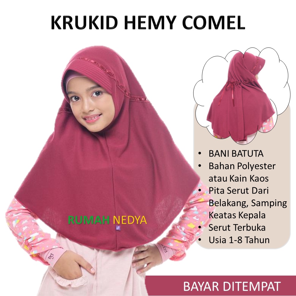 Kerudung Asli Sekolah Bani Batuta Krukid Hemy Comel Jilbab Anak Ori
