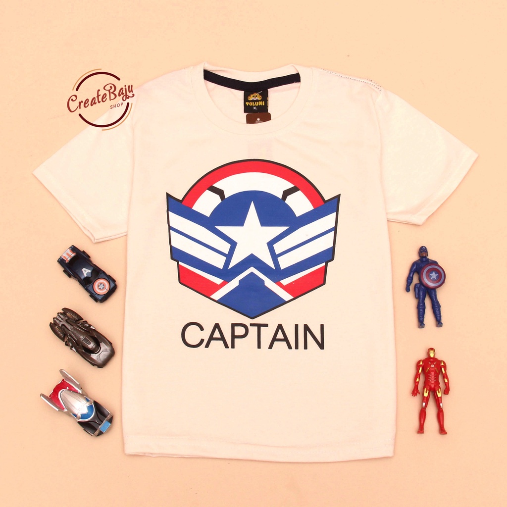 KAOS ANAK LAKI CAPTAIN PERISAI 1-7 TAHUN BAJU ATASAN ANAK LAKI FASHION TERMURAH BAHAN KATUN