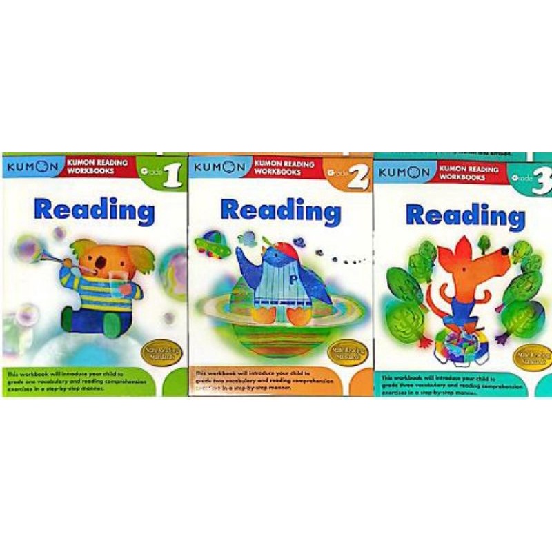 Jual BUKU BELAJAR KUMON READING DAPAT 3BUKU GRADE 1,2.3 | Shopee Indonesia