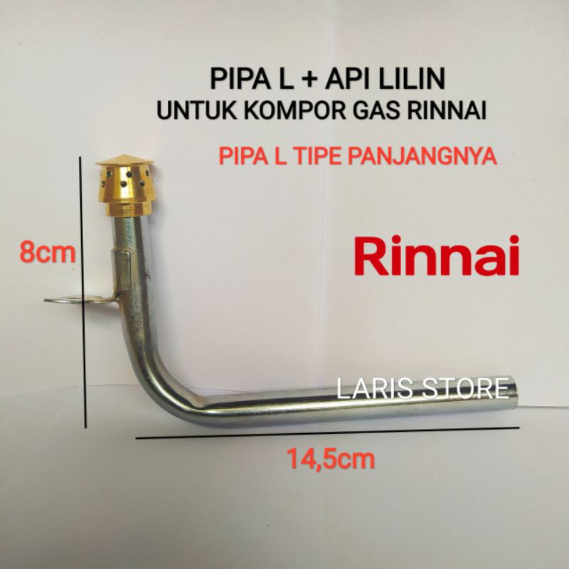 Pipa L Cerobong + Burner Api Lilin Kompor Gas Rinnai Tipe Baru Leher Panjang