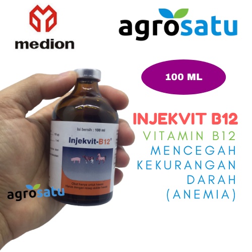 INJEKVIT B12 Vitamin Sapi Kuda Injeksi 100ml Penggemuk Penambah Nafsu Makan/Obat Sapi Lumpuh Ambruk