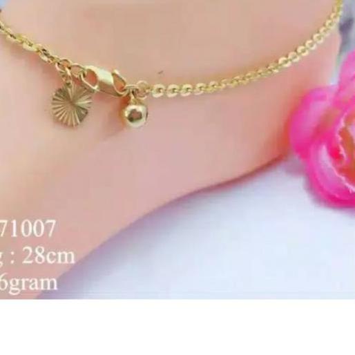 ➤ fashion Gelang Kaki Rantai Nori Lapis Emas 24Karat Lonceng Bunyi Replika Emas Asli Missi ✪