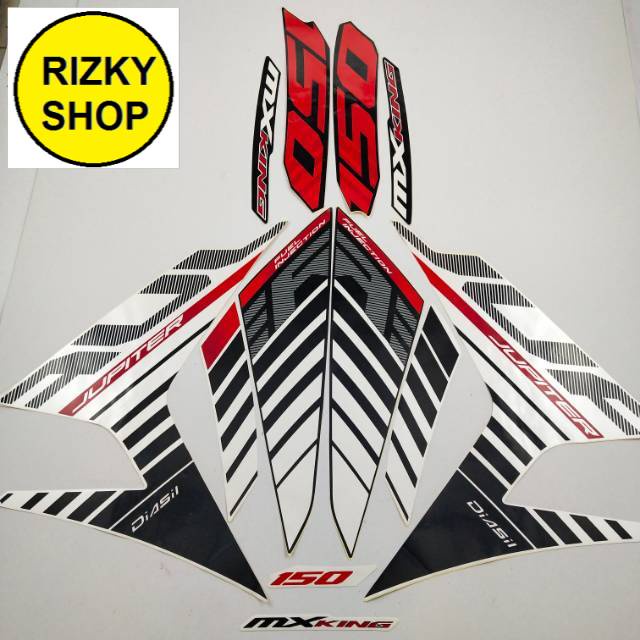 stiker striping motor yamaha mx king 150 2015 hitam putih