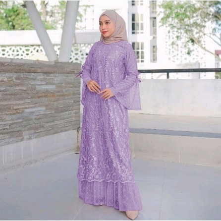 Gamis Brukat Kondangan Wanita Remaja Jumbo Terbaru 2022 Maxy Nabila Gamis Dress Model Kekinian Tren