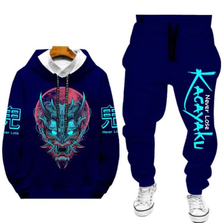 N_S Stelan Pria/Wanita 1Set Hoodie Panjang+Celana Jogger YaKuZa//Yametekudasai