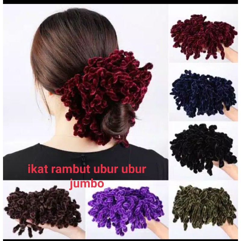 ikat rambut ubur ubur kunciran cendol jumbo hijab isi 12 pcs(1lusin)