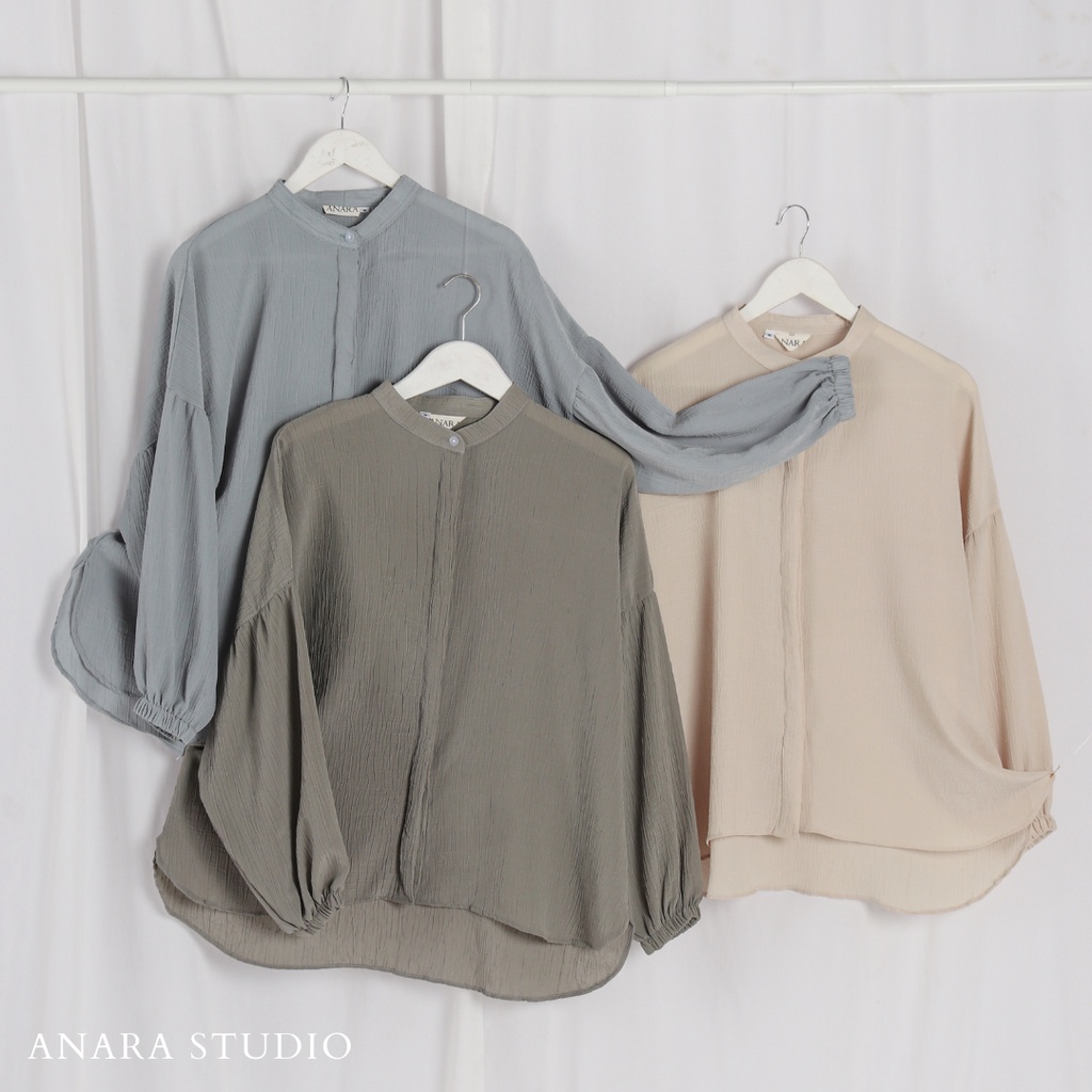 ANARA Maggie Oversized Boouse | Blouse Wanita Lengan Panjang | Baju Kantor