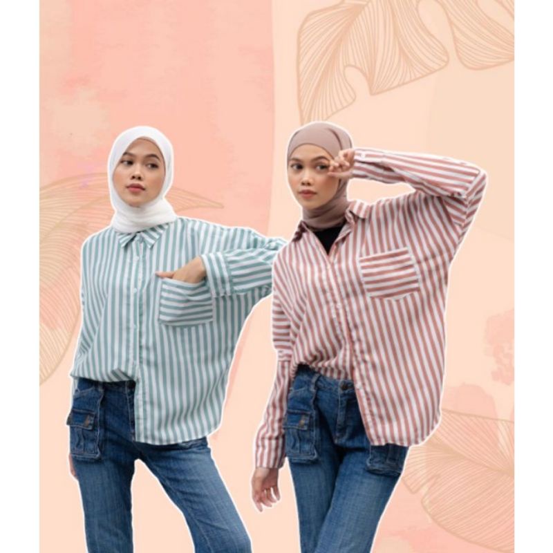 KEMEJA POCKET WANITA  !  KATUN RAYON SALUR, KEMEJA KERJA WANITA